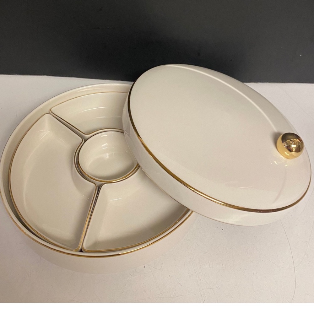 Ceramic 6pc Relish Dish Sectional Round Snack Tray